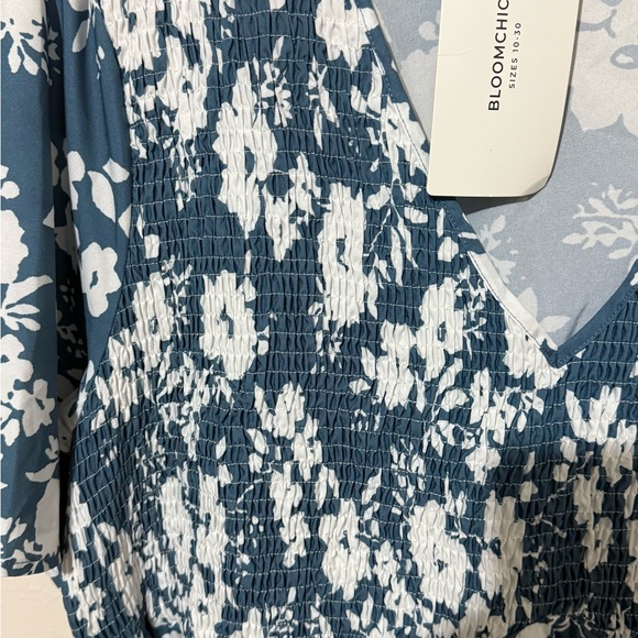 BloomChic Blue and White Flutter Sleeve Sundress - Picture 2 of 7